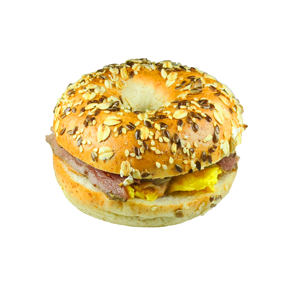 Sauerkraut ধীরে-ভুজা গরুর মাংস পনির Bagel